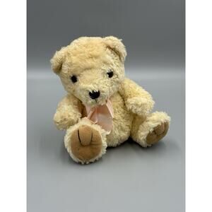 Fancy Zoo Teddy Bear W/ Pink Ribbon Bow Plush 9” Sitting Stuffed Animal #9405